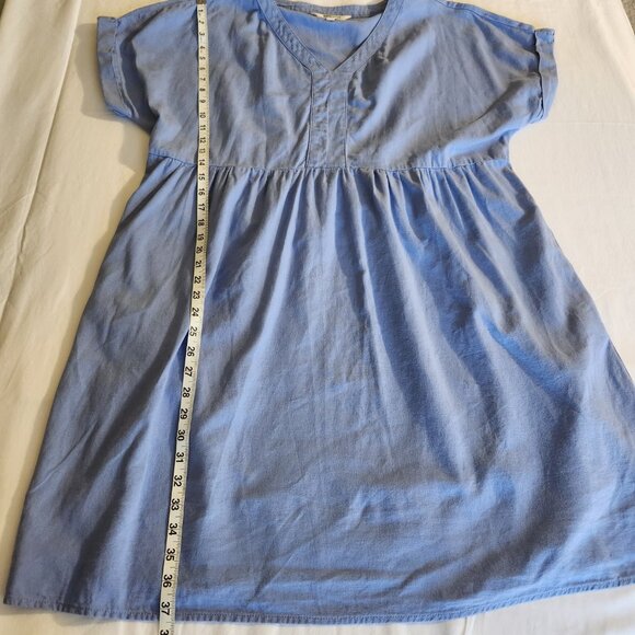 Briggs Ladies Size X-Large Blue Linen Blend V-Neck Pockets Pleated Dress Casual - Picture 14 of 16